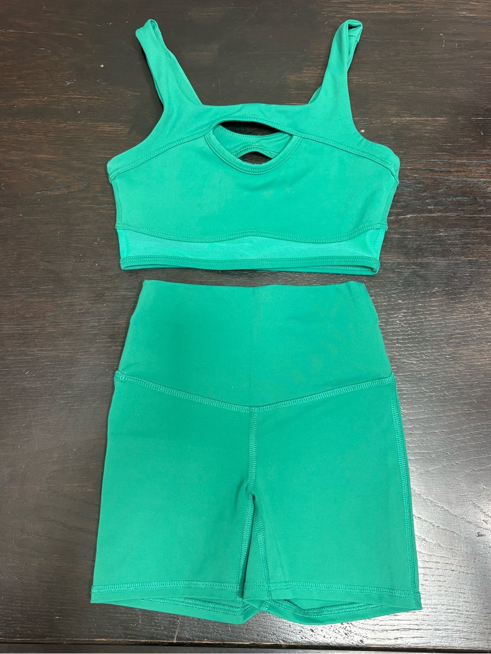 Five the Label Green Cutout and Illusion Top and Shorts Set